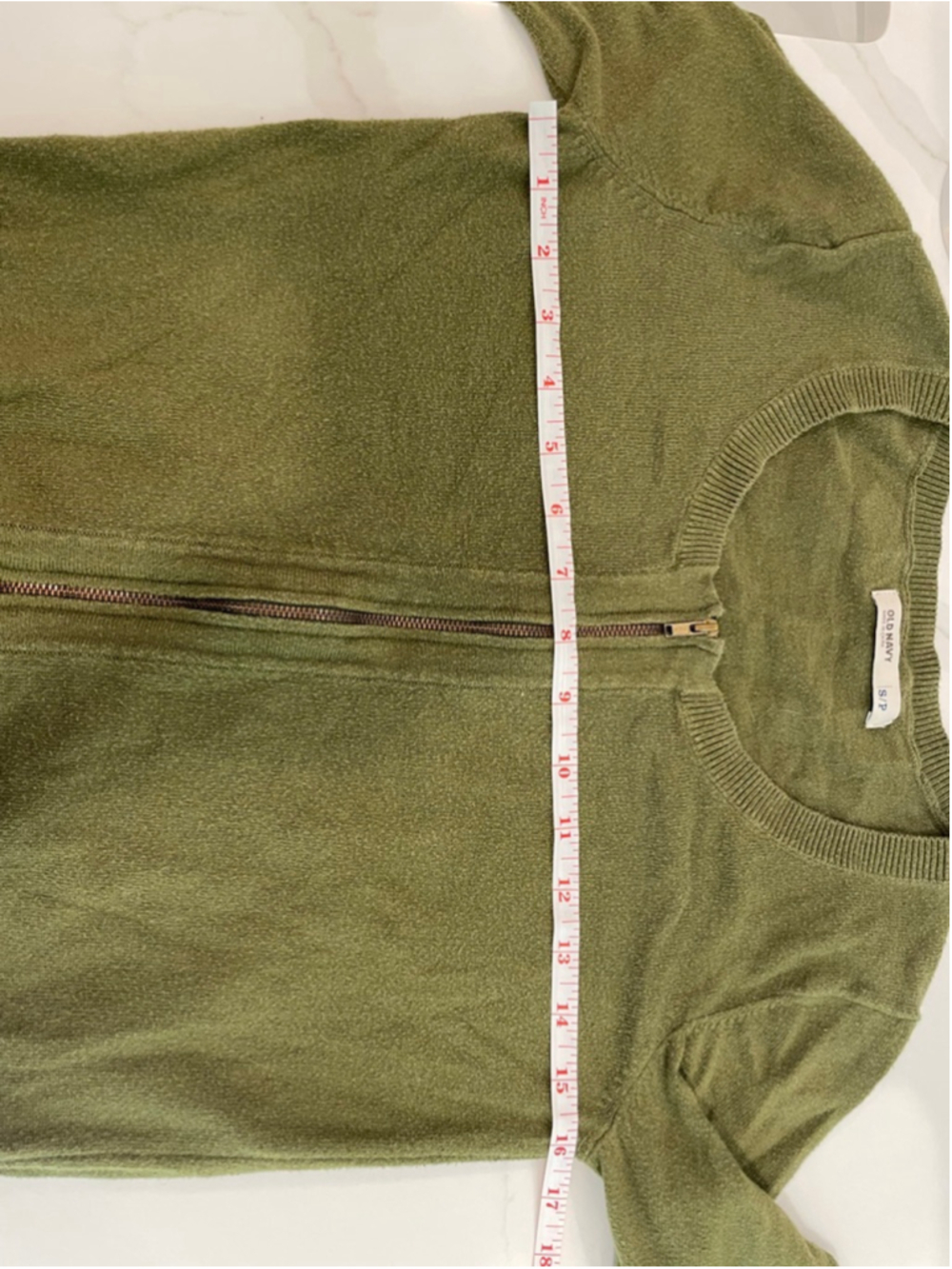 Old Navy Olive Green Zip Front Cardigan Sweater Small Cotton Blend - Picture 7 of 8